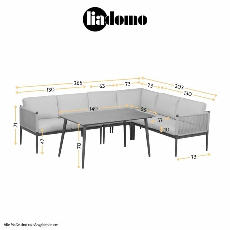 Liadomo "Formello" Loungeset, Maßangaben