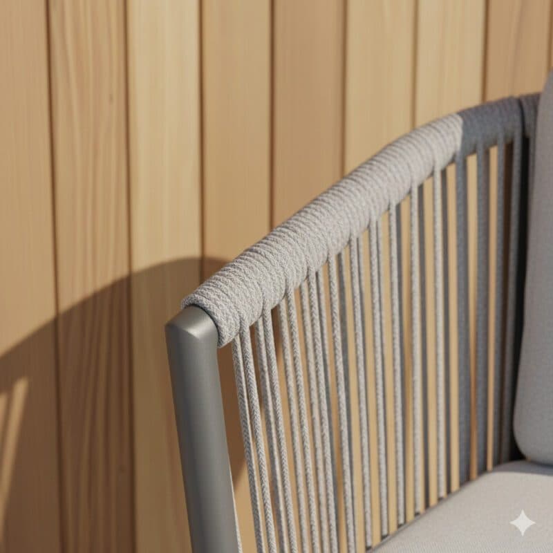 Liadomo "Latina" Diningsessel, stapelbar, Gestell Aluminium anthrazit, Rope & Polster light grey