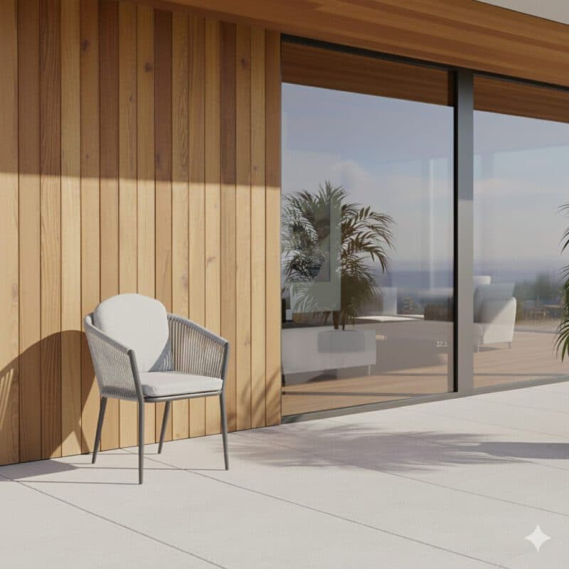 Liadomo "Latina" Diningsessel, stapelbar, Gestell Aluminium anthrazit, Rope & Polster light grey