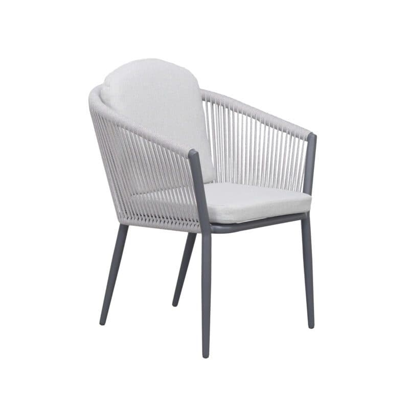 Liadomo "Latina" Stapelsessel, Gestell Aluminium, Sitzschale Rope light grey, Sitz- und Rückenkissen Polyester light grey