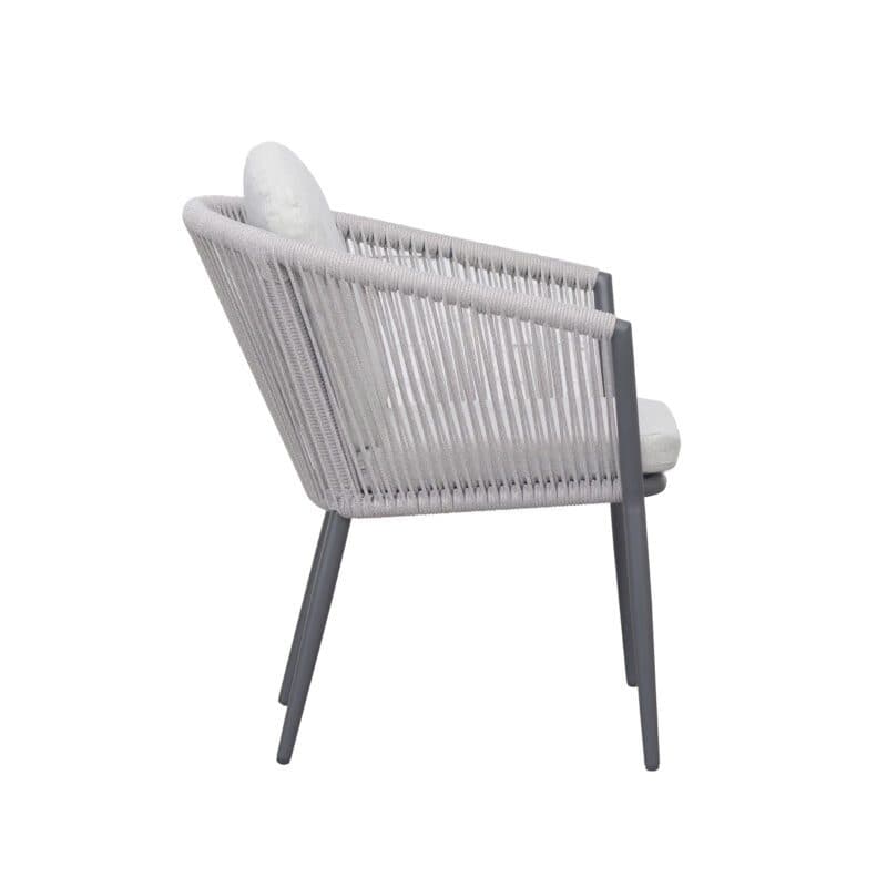 Liadomo "Latina" Stapelsessel, Gestell Aluminium, Sitzschale Rope light grey, Sitz- und Rückenkissen Polyester light grey