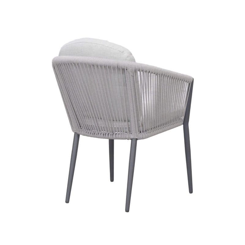 Liadomo "Latina" Stapelsessel, Gestell Aluminium, Sitzschale Rope light grey, Sitz- und Rückenkissen Polyester light grey
