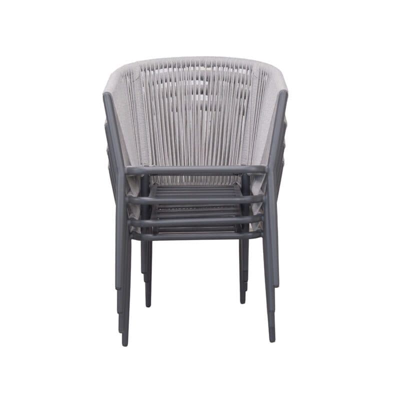 Liadomo "Latina" Stapelsessel, Gestell Aluminium, Sitzschale Rope light grey, Sitz- und Rückenkissen Polyester light grey, Stapelfunktion