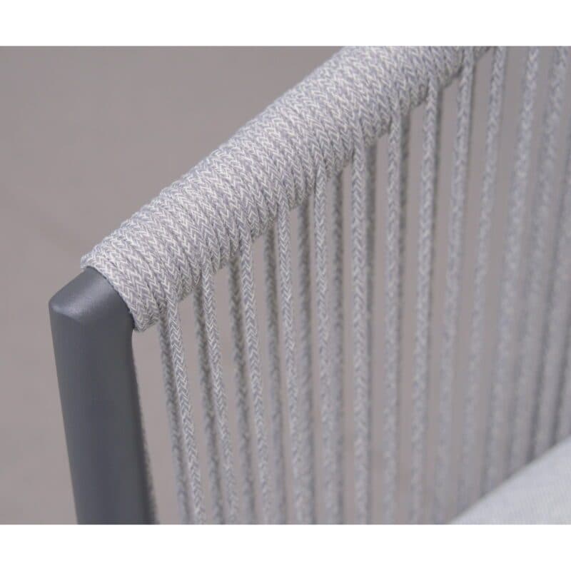 Liadomo "Latina" Stapelsessel, Gestell Aluminium, Sitzschale Rope light grey, Sitz- und Rückenkissen Polyester light grey, Detail Rope