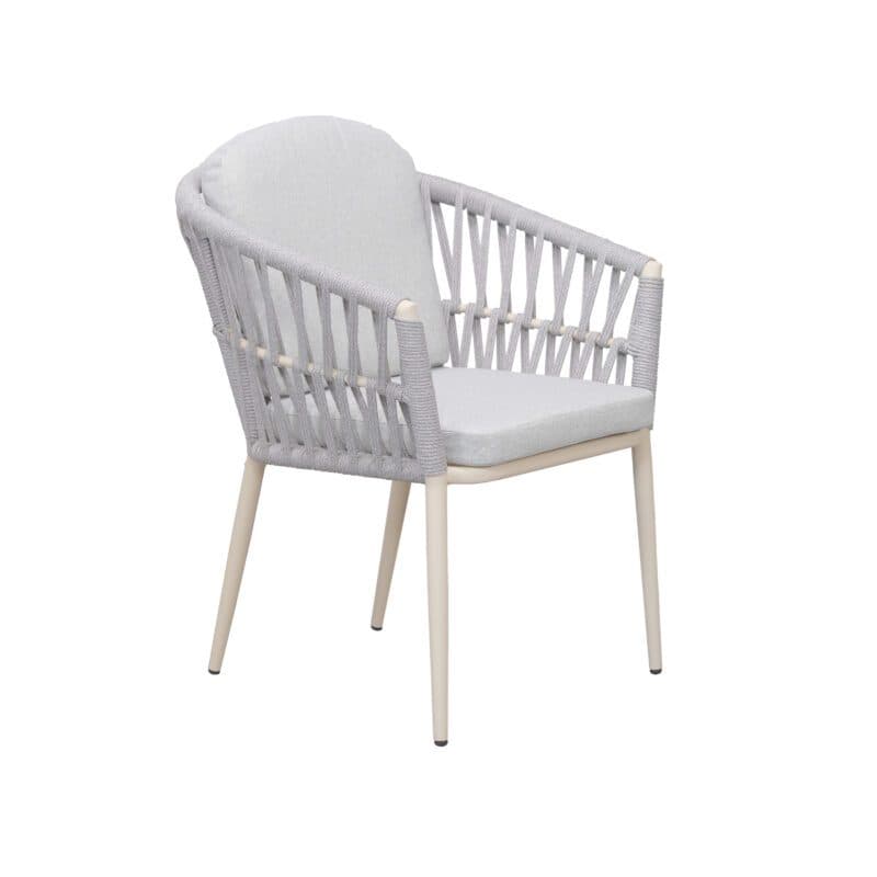 Liadomo "Lenola" Stapelsessel, Gestell Aluminium cream, Sitzschale Rope light grey, Sitz- und Rückenkissen Polyester light grey