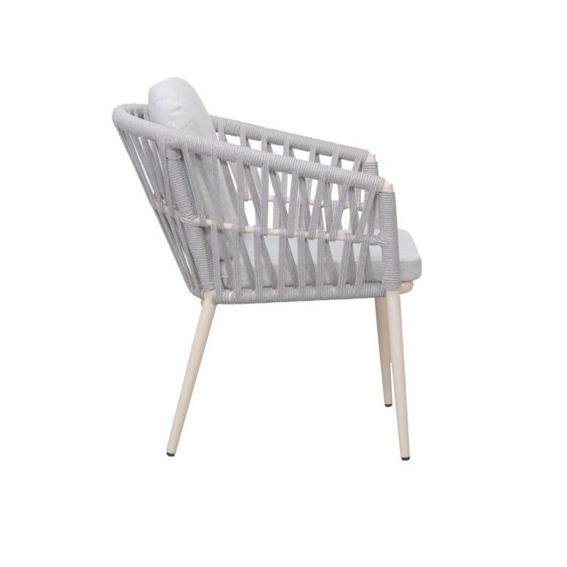 Liadomo "Lenola" Stapelsessel, Gestell Aluminium cream, Sitzschale Rope light grey, Sitz- und Rückenkissen Polyester light grey