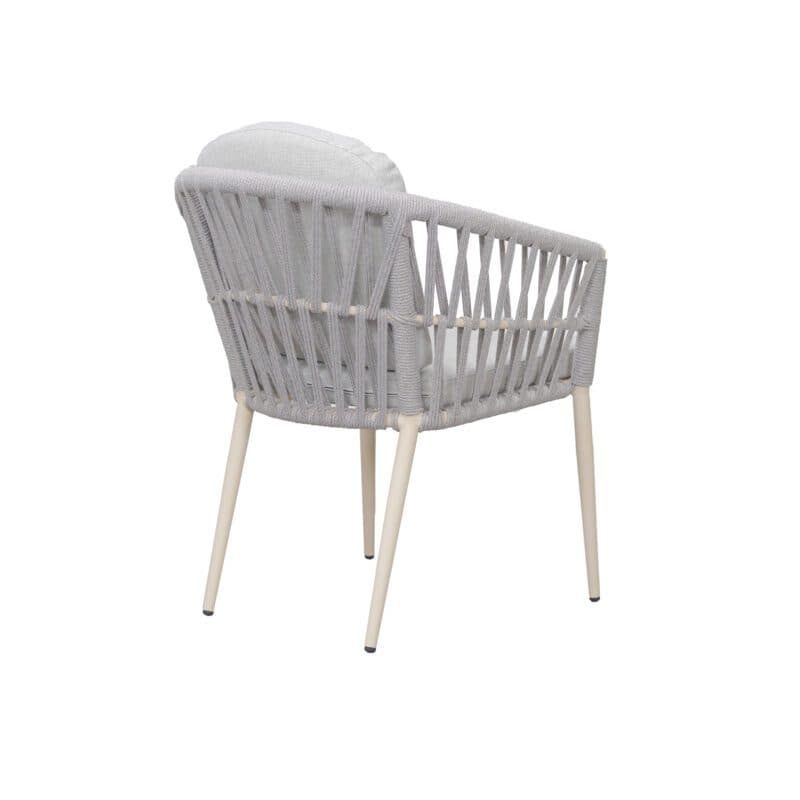 Liadomo "Lenola" Stapelsessel, Gestell Aluminium cream, Sitzschale Rope light grey, Sitz- und Rückenkissen Polyester light grey