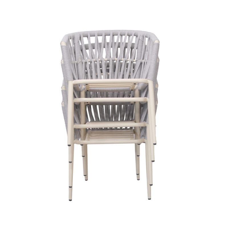 Liadomo "Lenola" Stapelsessel, Gestell Aluminium cream, Sitzschale Rope light grey, Sitz- und Rückenkissen Polyester light grey