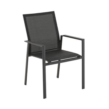 Liadomo "Limbadi" Stapelstuhl, Gestell Aluminium anthrazit, Bespannung Textilen anthrazit, Armlehne mit Aluminium-Auflage anthrazit