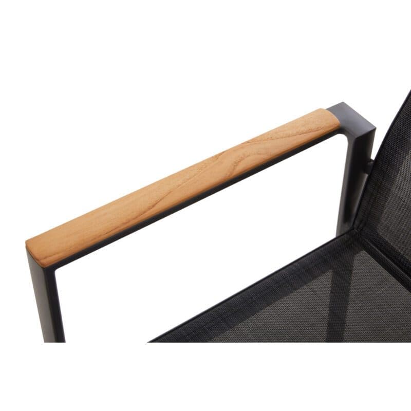 Liadomo "Limbadi" Stapelstuhl, Gestell Aluminium anthrazit, Bespannung Textilen anthrazit, Armlehne mit Teakholz-Auflage