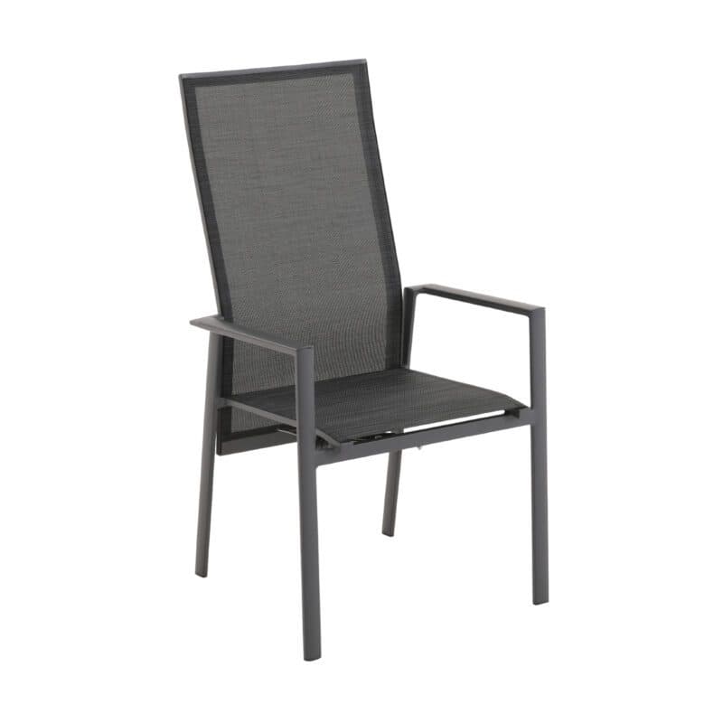 Liadomo "Limbadi Move" Hochlehner mit verstellbarer Rückenlehne, Gestell Aluminium anthrazit, Bespannung Textilen anthrazit, Armlehne mit Aluminium-Auflage anthrazit