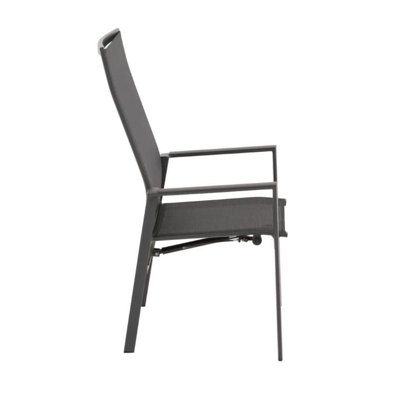 Liadomo "Limbadi Move" Hochlehner mit verstellbarer Rückenlehne, Gestell Aluminium anthrazit, Bespannung Textilen anthrazit, Armlehne mit Aluminium-Auflage anthrazit