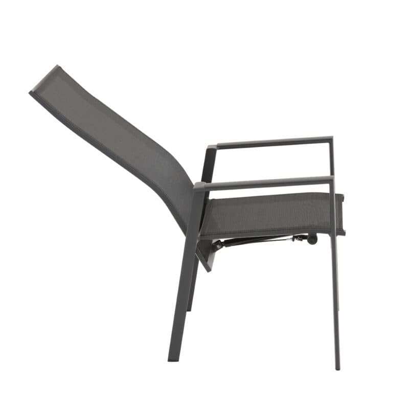 Liadomo "Limbadi Move" Hochlehner mit verstellbarer Rückenlehne, Gestell Aluminium anthrazit, Bespannung Textilen anthrazit, Armlehne mit Aluminium-Auflage anthrazit