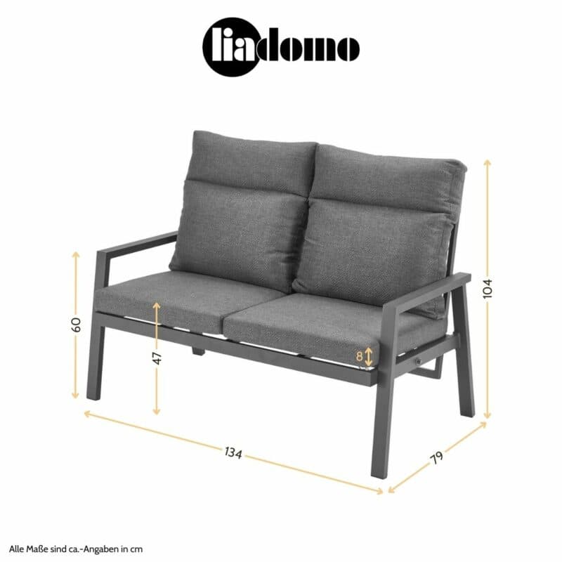 Liadomo "Scapoli" 2-Sitzer Loungesofa, Maßangaben