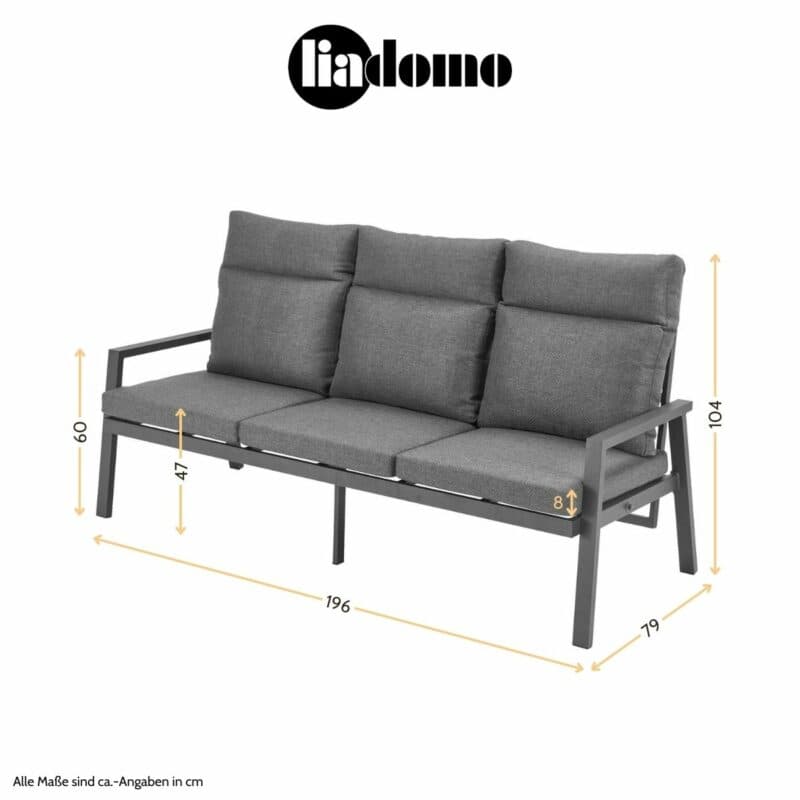Liadomo "Scapoli" 3-Sitzer Loungesofa, Maßangaben