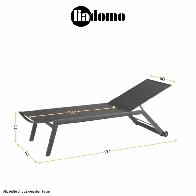 Liadomo "Scaro" Sonnenliege, Maßangaben