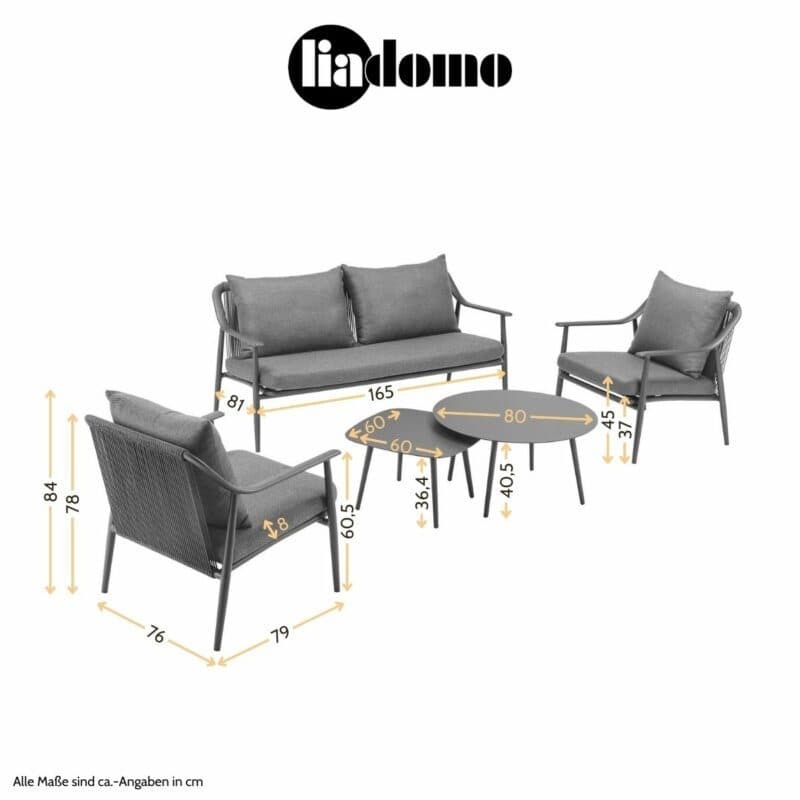 Liadomo "Tavenna" Loungeset, Maßangaben