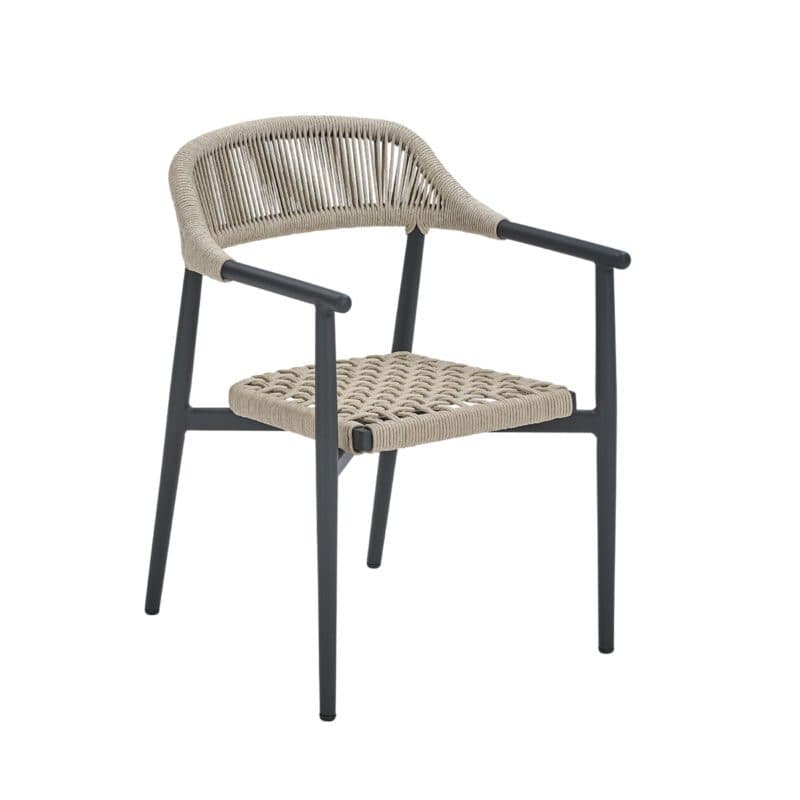 CASA DOMA "Terni" Stapelstuhl, Gestell Aluminium anthrazit, Sitz- und Rückenfläche Rope fossil