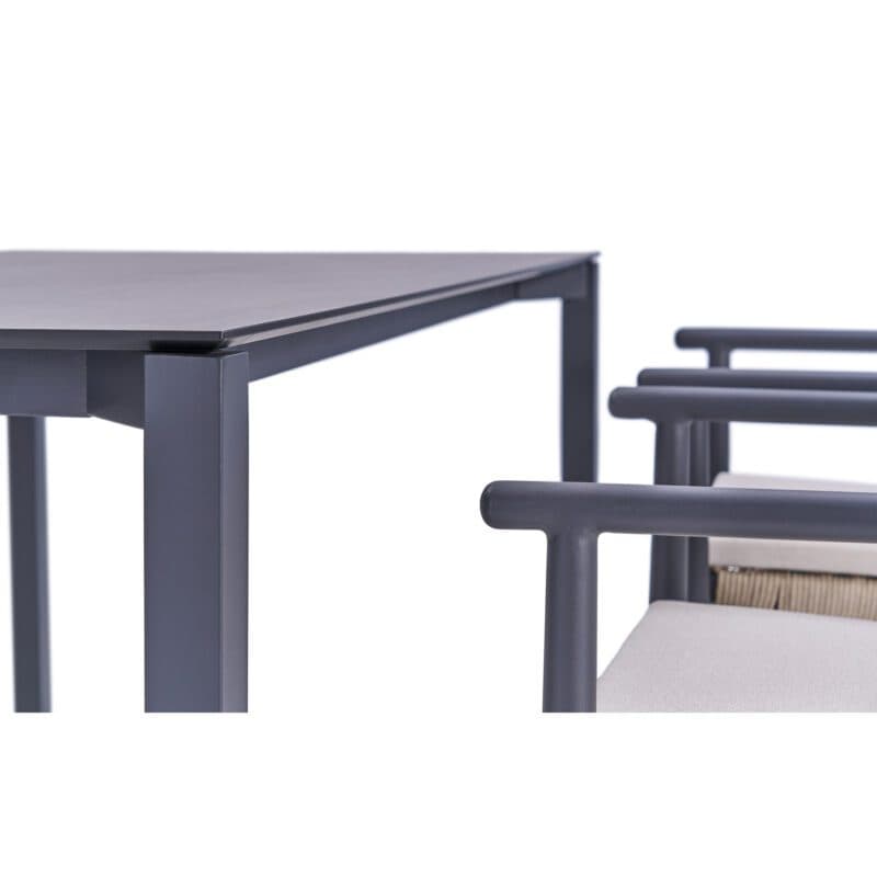 CASA DOMA "Terni" Stapelstuhl, Gestell Aluminium anthrazit, Sitzfläche Rope fossil, Sitzkissen Olefin beige und "Campana" Gartentisch Edelstahl & HPL anthrazit, 160x90 cm