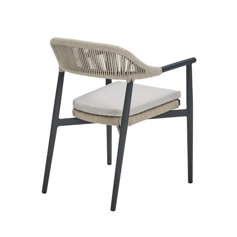 CASA DOMA "Terni" Stapelstuhl, Gestell Aluminium anthrazit, Sitz- und Rückenfläche Rope fossil, Sitzkissen Olefin beige