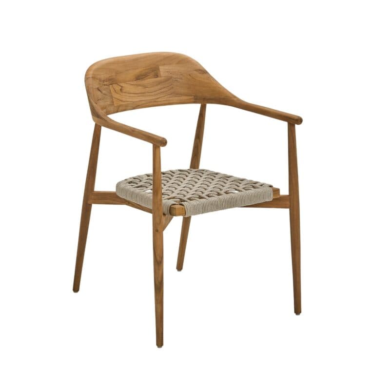 CASA DOMA "Terni" Stapelstuhl, Gestell Teakholz, Sitzfläche Rope fossil
