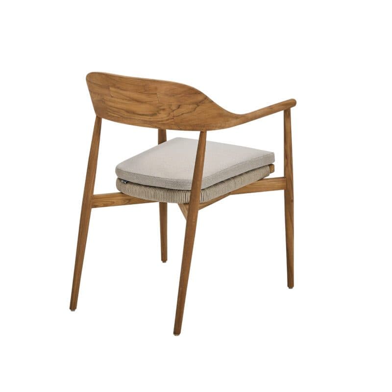 CASA DOMA "Terni" Stapelstuhl, Gestell Teakholz, Sitzfläche Rope fossil, Sitzkissen Olefin braun-beige