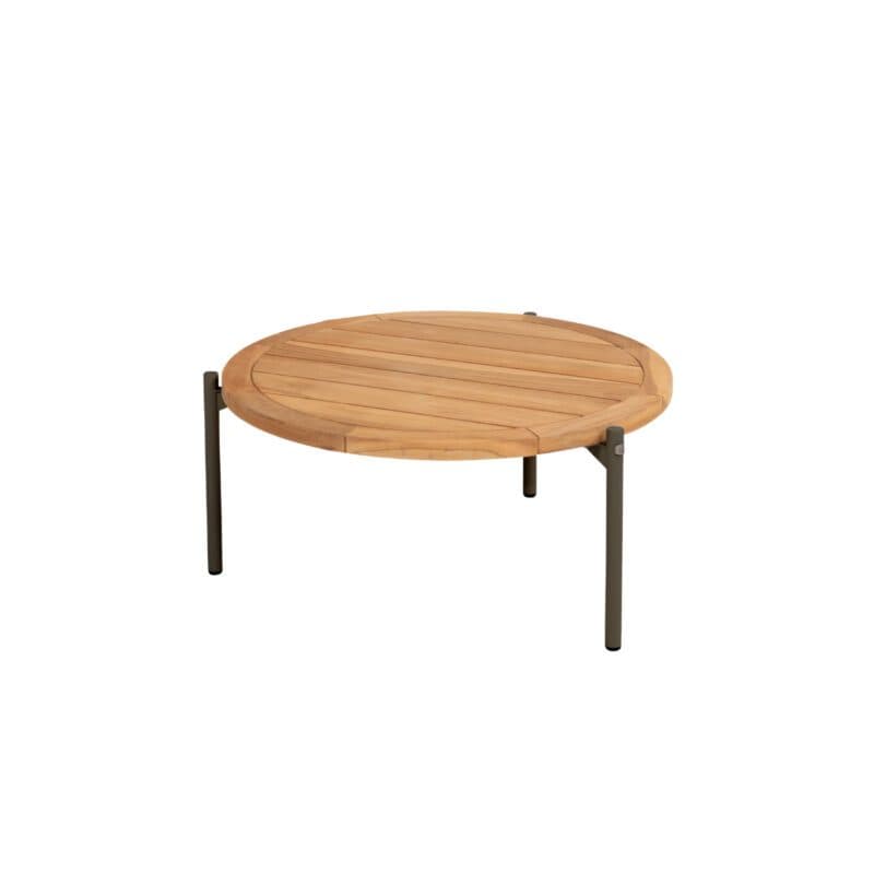 4Seasons Outdoor "Yoga" Loungetisch rund 73 cm, Gestell Aluminium terre, Tischplatte Premium Teak