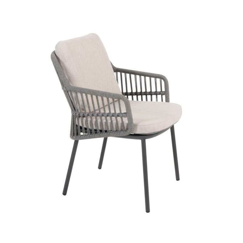 4Seasons Outdoor "Alicante" Diningsessel, Gestell Aluminium anthrazit, Rope-Bespannung grau, Kissen Olefin hellgrau
