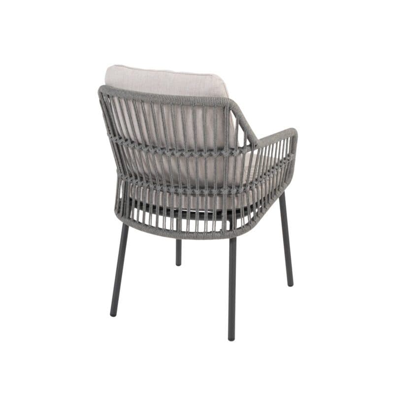 4Seasons Outdoor "Alicante" Diningsessel, Gestell Aluminium anthrazit, Rope-Bespannung grau, Kissen Olefin hellgrau