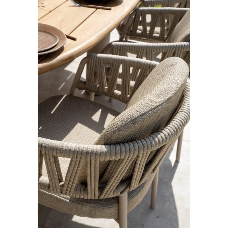 4Seasons Outdoor "Calma" Diningsessel, Gestell Aluminium latte, Rope-Bespannung taupe, Kissen Olefin taupe