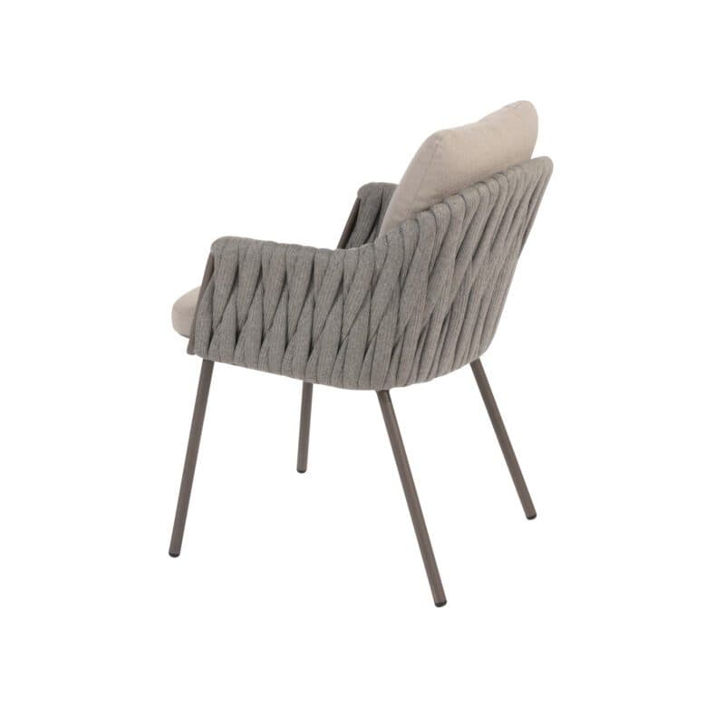 4Seasons Outdoor "Cannes" Diningsessel, Gestell Aluminium terre, Rope-Bespannung grau, Kissen Olefin hellgrau