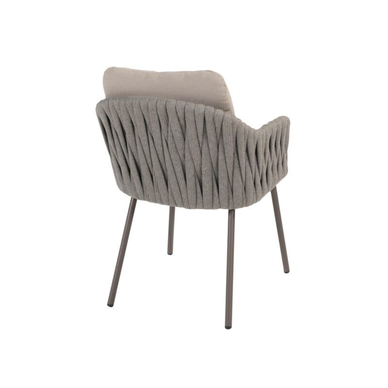 4Seasons Outdoor "Cannes" Diningsessel, Gestell Aluminium terre, Rope-Bespannung grau, Kissen Olefin hellgrau