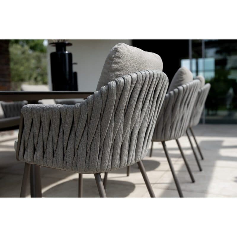4Seasons Outdoor "Cannes" Diningsessel, Gestell Aluminium terre, Rope-Bespannung grau, Kissen Olefin hellgrau