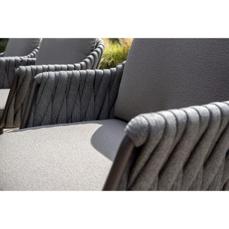 4Seasons Outdoor "Cannes" Diningsessel, Gestell Aluminium terre, Rope-Bespannung grau, Kissen Olefin hellgrau