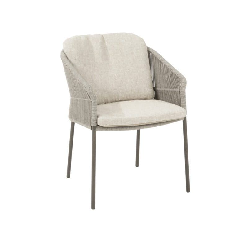4Seasons Outdoor "Florence" Diningsessel, Gestell Aluminium terre, Rope-Bespannung hellgrau, Kissen Olefin hellgrau