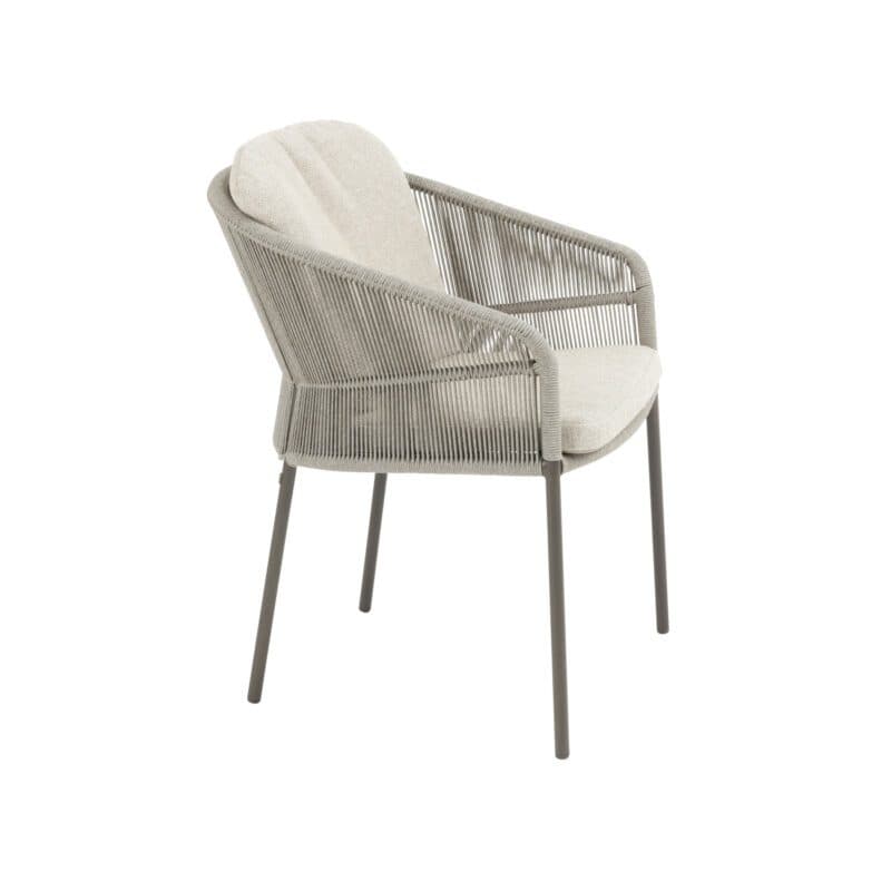 4Seasons Outdoor "Florence" Diningsessel, Gestell Aluminium terre, Rope-Bespannung hellgrau, Kissen Olefin hellgrau