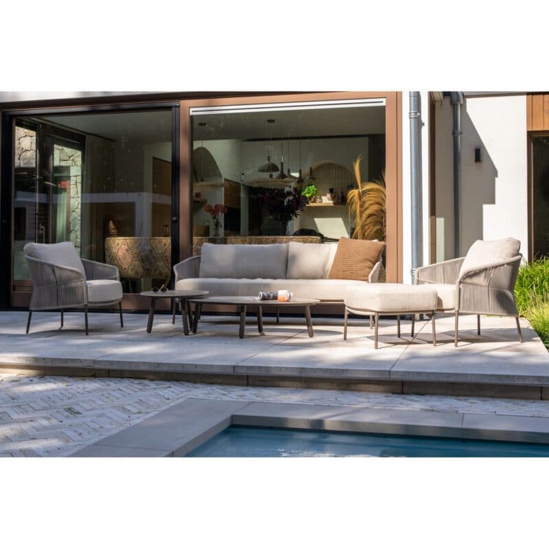 4Seasons Outdoor "Florence" Loungeset, Gestell Aluminium terre, Rope-Bespannung hellgrau, Kissen Olefin hellgrau mit "Salute" Loungetischen, Tischplatte Keramik grau