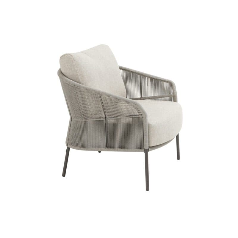 4Seasons Outdoor "Florence" Loungesessel, Gestell Aluminium terre, Rope-Bespannung hellgrau, Kissen Olefin hellgrau