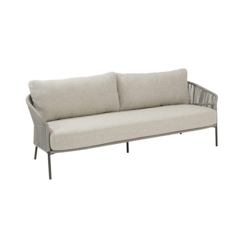 4Seasons Outdoor "Florence" Loungesofa 3-sitzig, Gestell Aluminium terre, Rope-Bespannung hellgrau, Kissen Olefin hellgrau