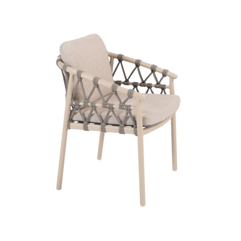 4Seasons Outdoor "Piacenza" Diningsessel, Gestell Aluminium latte, Rope-Bespannung grau, Kissen Olefin hellgrau