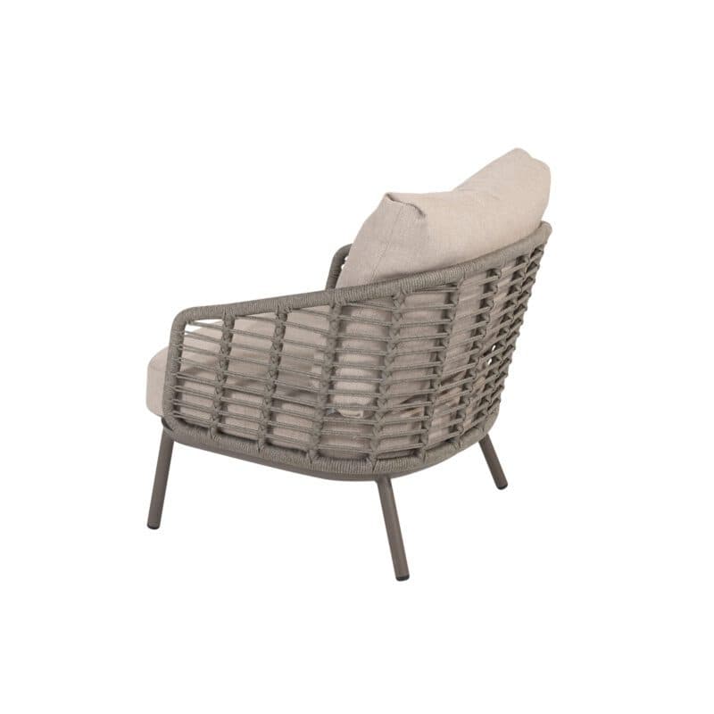 4Seasons Outdoor "Puglia" Loungesessel, Gestell Aluminium terre, Rope-Bespannung grau, Kissen Olefin hellgrau