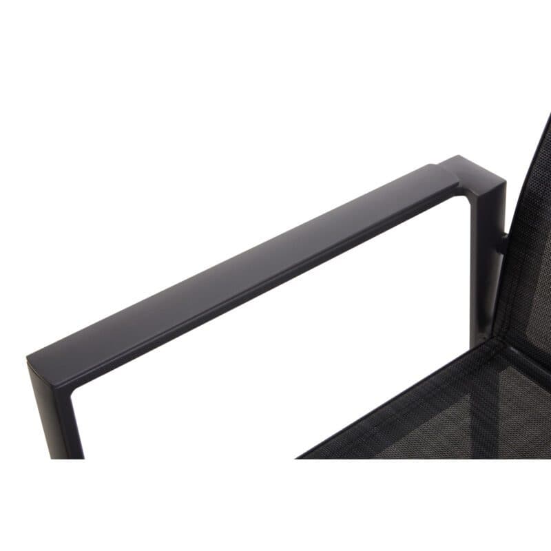 Liadomo "Limbadi" Stapelstuhl, Gestell Aluminium anthrazit, Bespannung Textilen anthrazit, Armlehne mit Aluminium-Auflage anthrazit