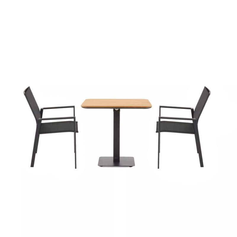 Liadomo "Limbadi/Torano" Gartenmöbel-Set 3-tlg., Gestelle Aluminium anthrazit, Sitz Textilene, Armlehnen Aluminium, Tischplatte Teak 80x80 cm