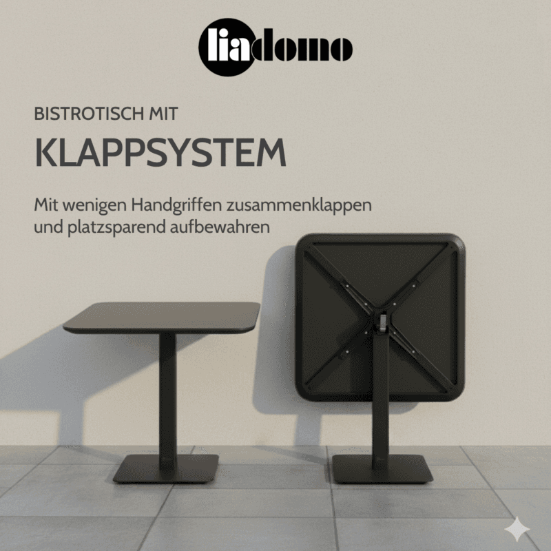 Liadomo "Torano" Klapptisch, Aluminium anthrazit (Hintergrund KI-generiert)