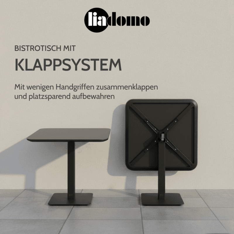 Liadomo "Torano" Klapptisch, Aluminium anthrazit (Bild KI-generiert)
