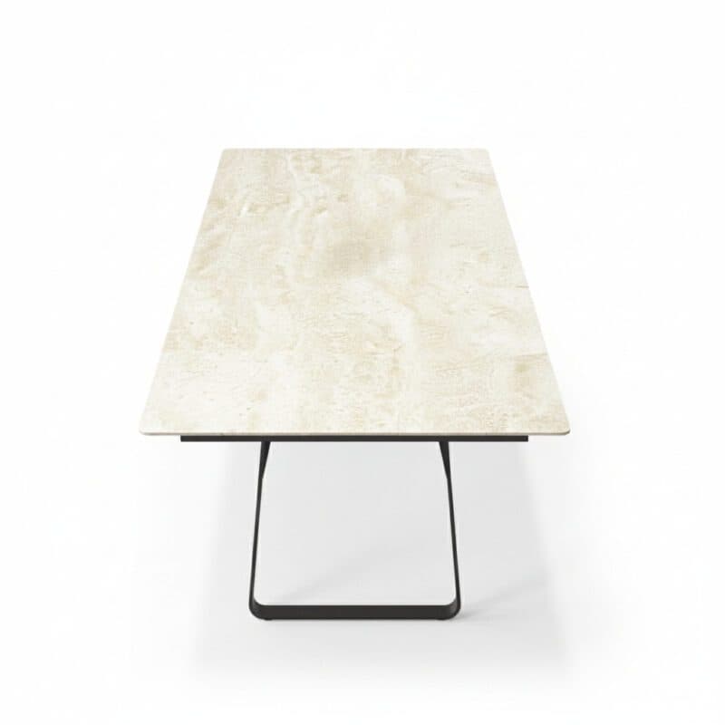 SIT Mobilia "Atlas" Ausziehtisch 210/267x95 cm, Gestell Stahl anthrazit lackiert, Tischplatte Keramik Travertin mit Dreheinlage