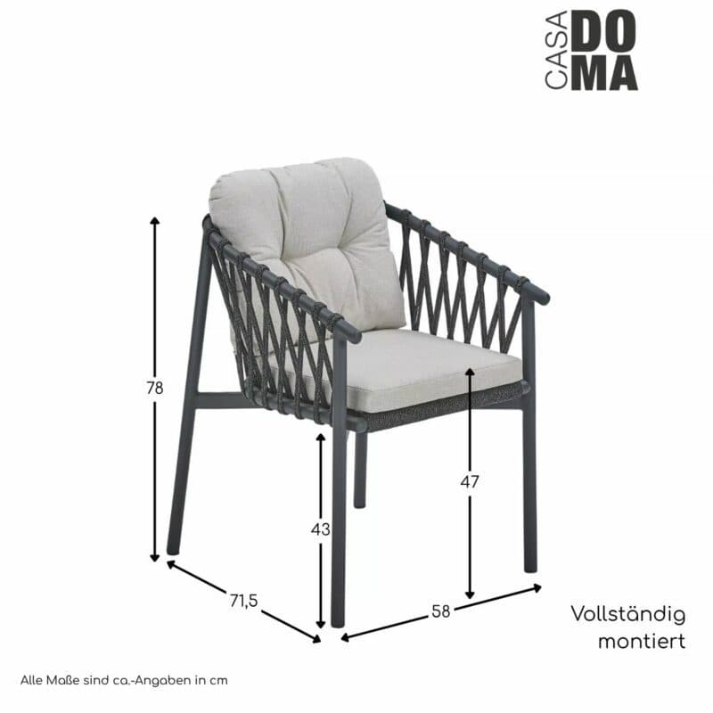 CASA DOMA "Lucca" Diningsessel, Maße in cm
