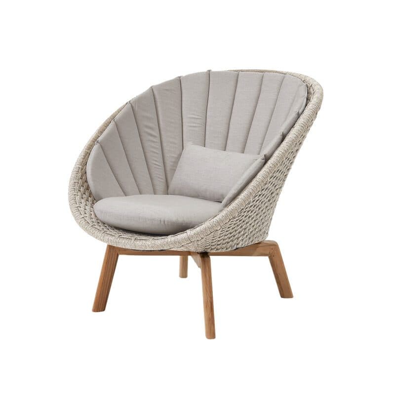 Cane-line Loungesessel "Peacock", Gestell Teakholz, Soft Rope sand mit Kissen sand