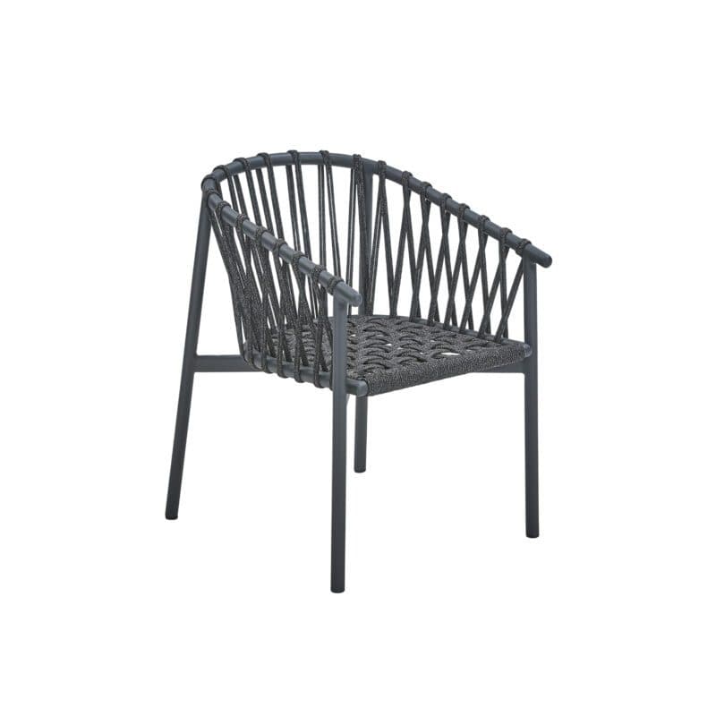 CASA DOMA "Lucca" Diningsessel, Aluminium anthrazit, Rope anthrazit, Bezug beige