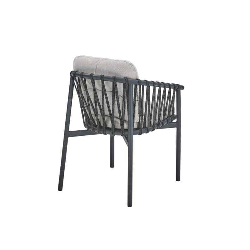 CASA DOMA "Lucca" Diningsessel, Aluminium anthrazit, Rope anthrazit, Bezug beige